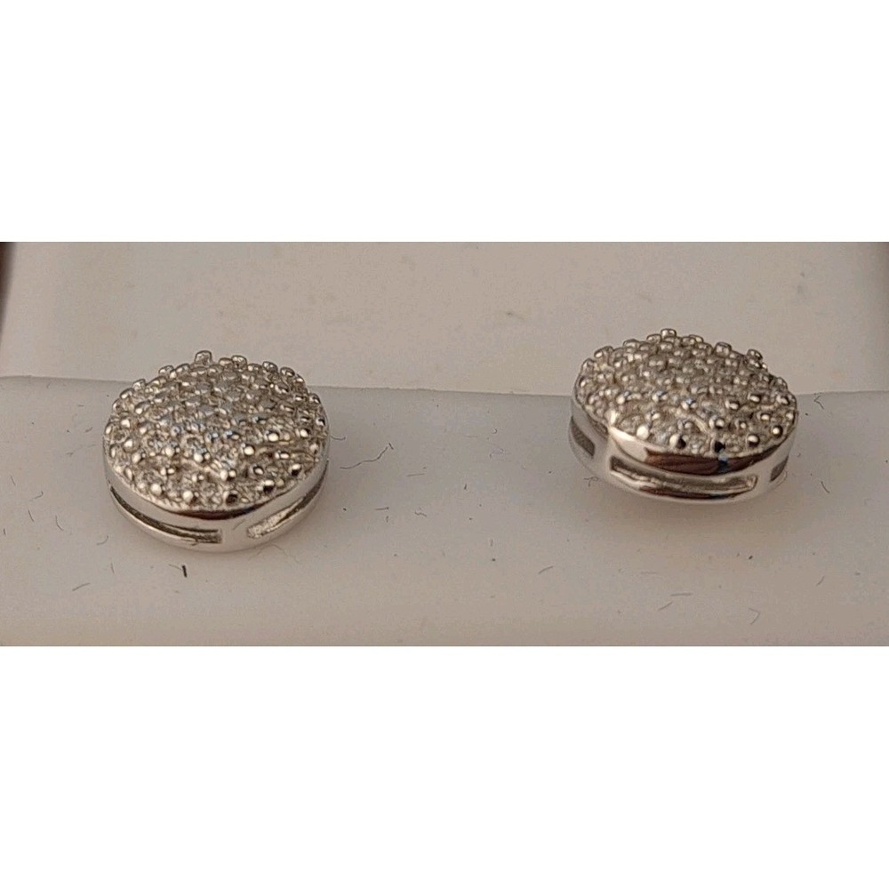 Moissanite Cluster Studs Sterling Silver Round .64ctw VVS D 106032 124-925MNT - Picture 2 of 5